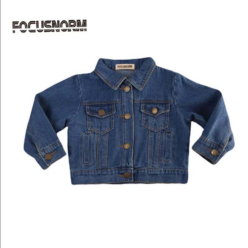 

FOCUSNORM Girls' Fall Jeans Jacket Long Sleeve Pocket Denim Jacket Coat Children Age 1-6Y