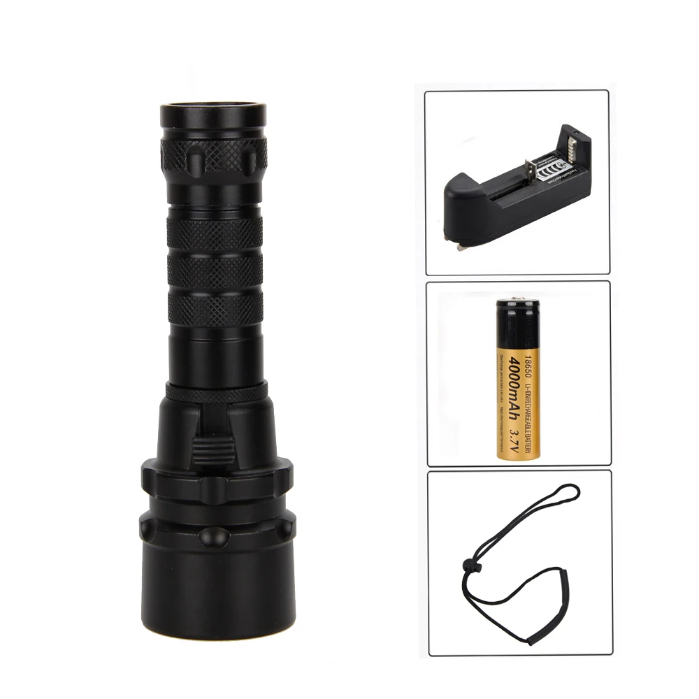 

Waterproof 3000Lm 100m Diving XM-L U2 LED Flashlight Torch Scuba Light Lamp with 18650 Rechargeable Battery +Charger