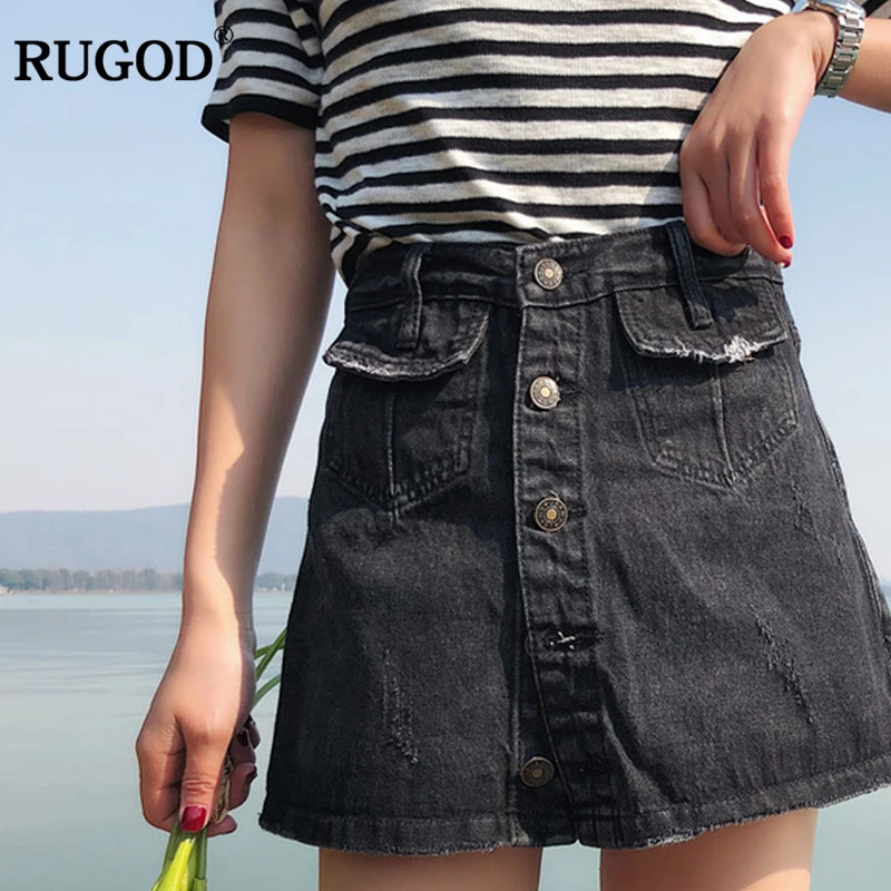 Модная юбка шорты RUGOD 2019 трапециевидная мини джинсовая облегающие джинсовые юбки