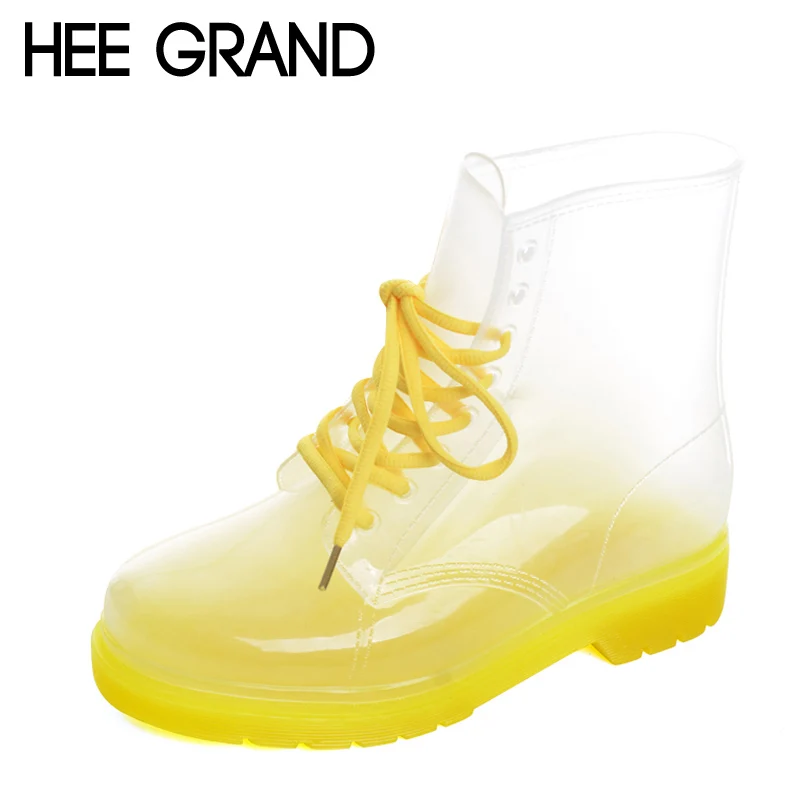 

HEE GRAND 2017 New Women Rainboots Transparent Waterproof Boot Colorful Autumn Rubber Shoes Rainboot Woman Ankle Boots XWX195