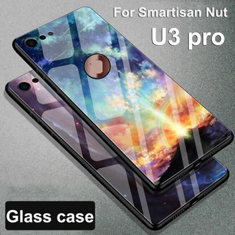 

For Smartisan Nut U3 pro case cover painted Tempered Glass + soft silicone back cover For Smartisan Nut U3Pro OS105 shell cases