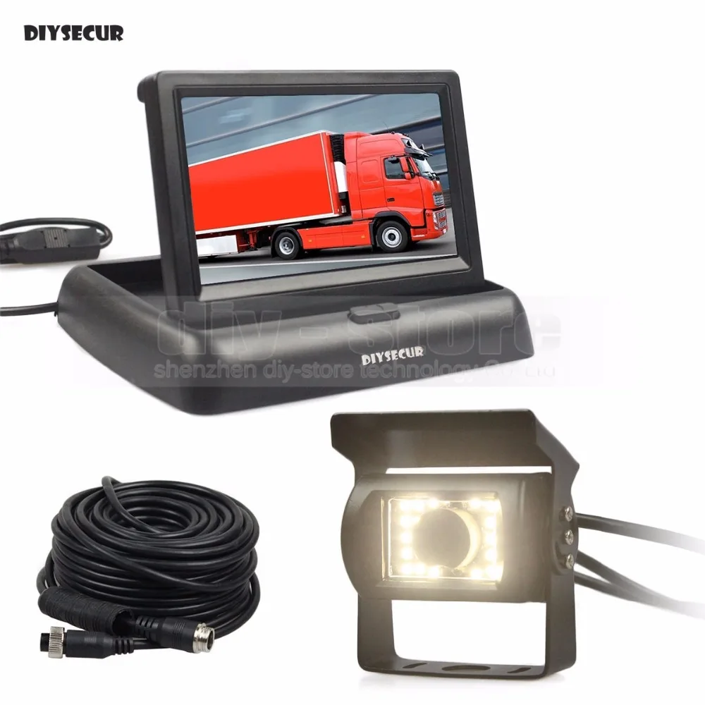 

DIYSECUR DC12V-24V 4.3inch Reverse Rear View Car Monitor Waterproof CCD LED Night Vision Bus Truck Camera free Car Charger