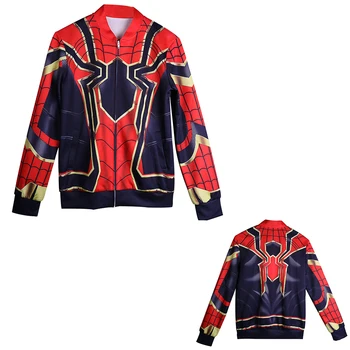 

2018 Avengers Infinity War Spiderman Jacket HOODIE Cosplay Costume Sweat Baseball Spiderman Superhero 3D Sports Halloween Party