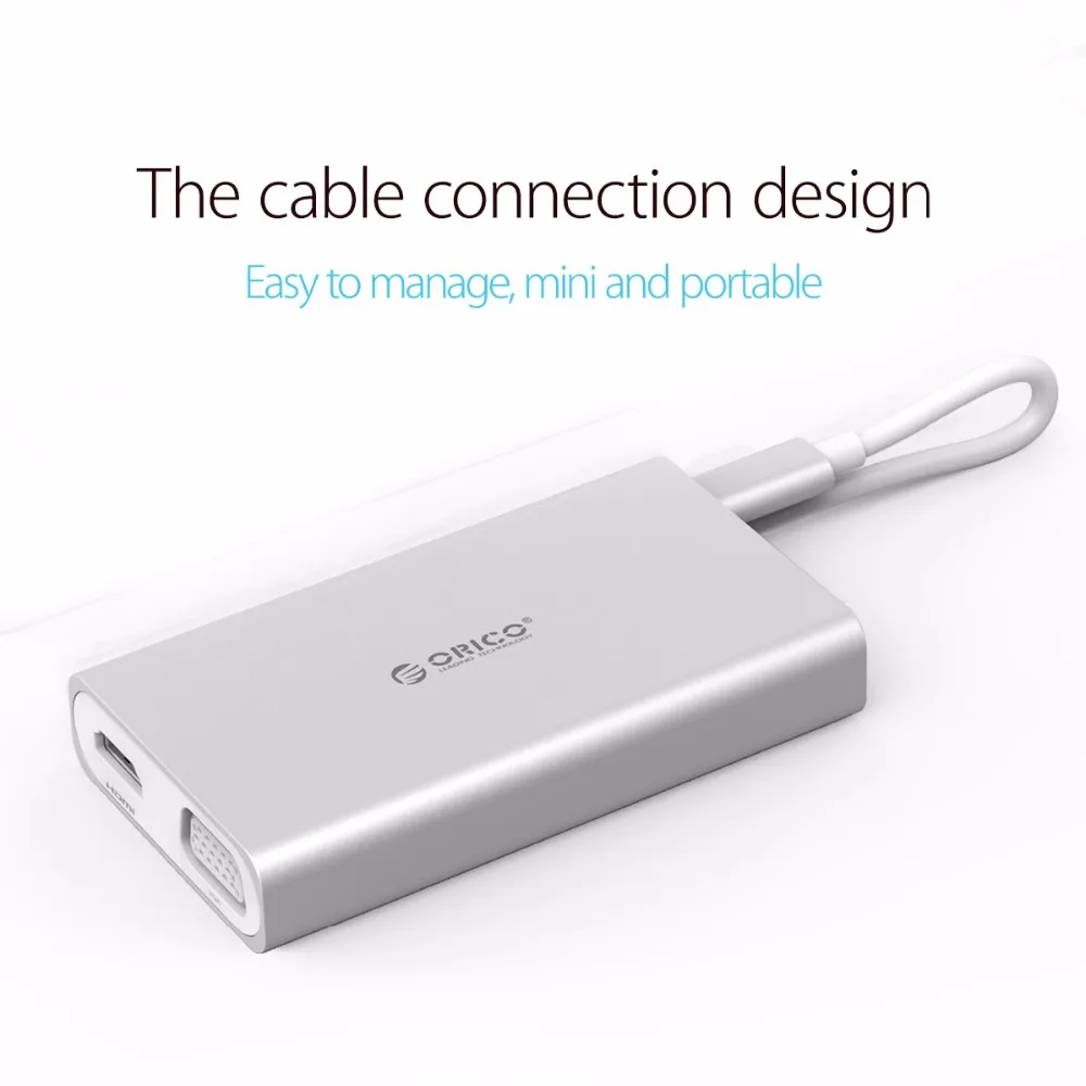  ORICO 5 in 1 Aluminum Docking Station Type C Power Delivery HUB to VGA/HDMI 4K HD/RJ45 Network Conv