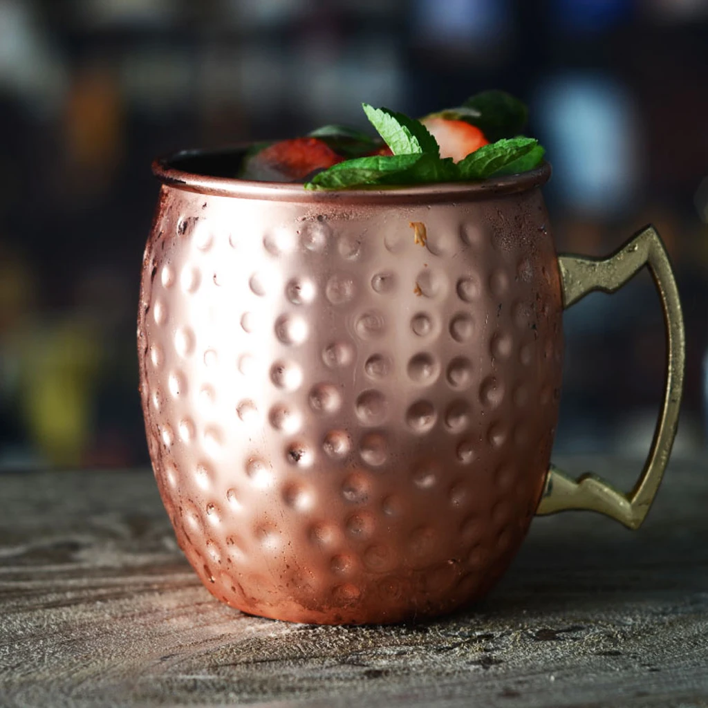 Moscow Mule Copper Mugs Set of 6  Solid Stainless Steel Handcrafted Copper Finish Mug for Cocktail 530ML