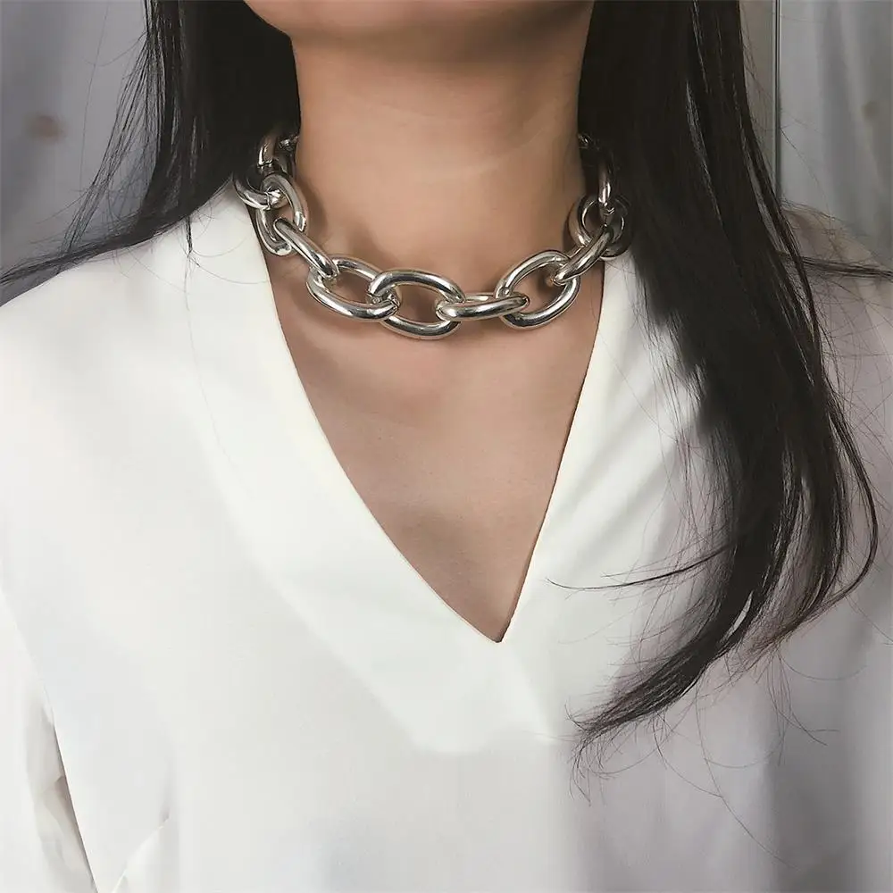 

Link Chain Retro Exaggerated Punk Metal Item Necklace Female Simple Chain Geometric Personality Necklace Shackles New