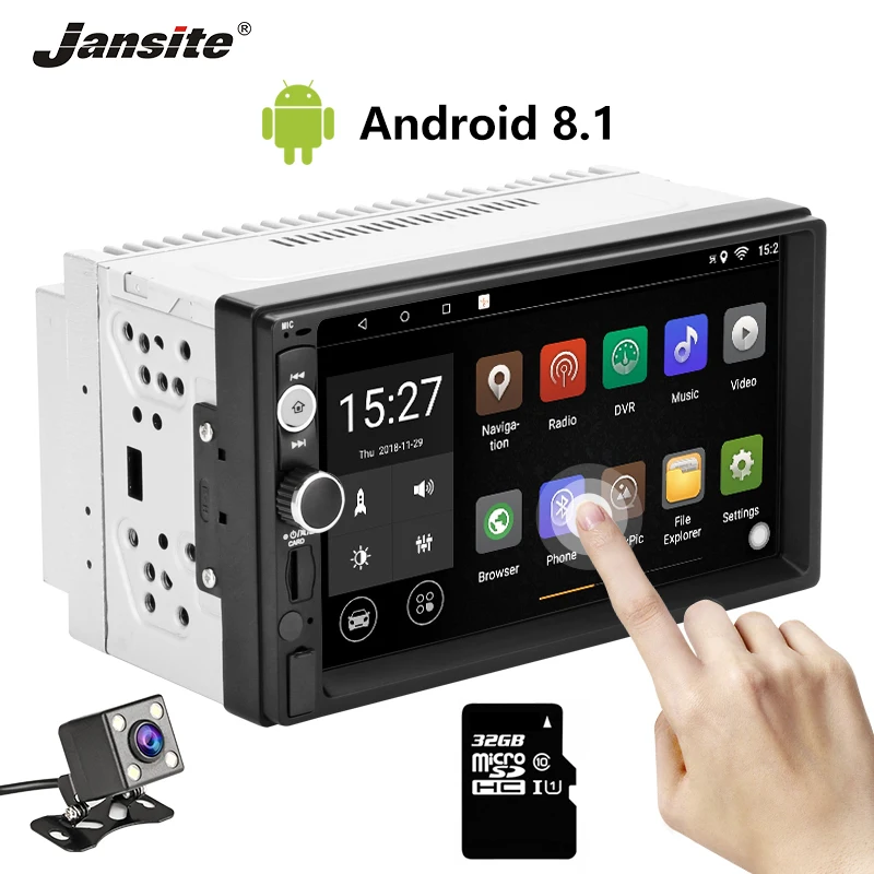 

Jansite 7" 2 din Car Radio Android 8.1 player DVD digital 1080P Touch screen Wifi Double din car stereo Audio with Backup camera
