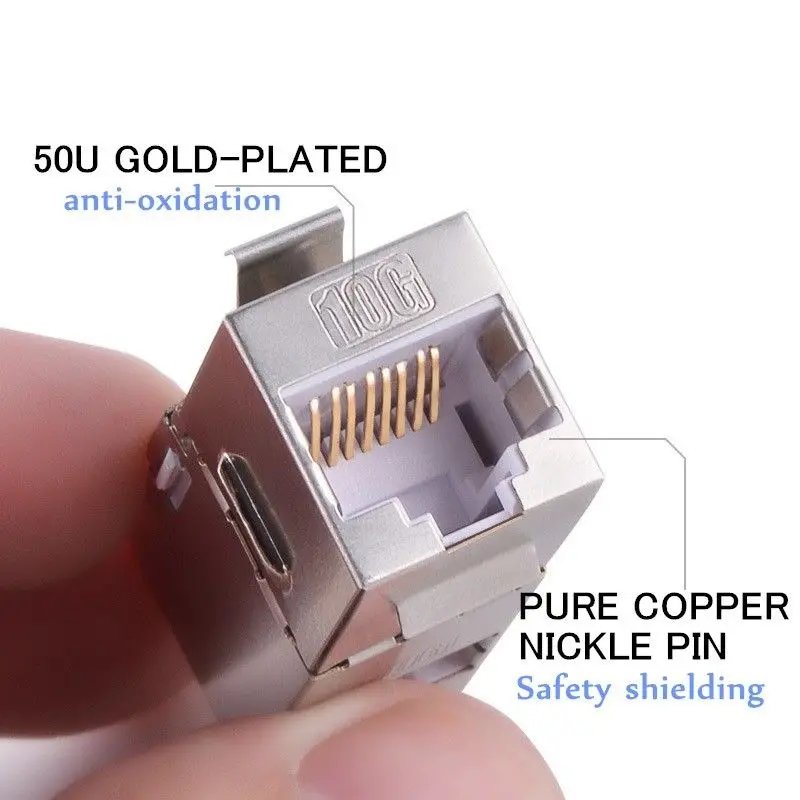 Aucas RJ45 соединитель Cat7 90 градусов настенная Выходная пластина модульный FTP 8P8C