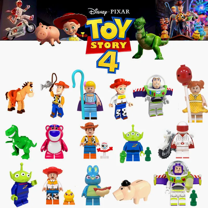 Toy Story 4 Forky LEGOED Figures Gremlins Gizmo Stitch Mario Alien E.T. С Эллиотом строительные блоки игрушки для детей