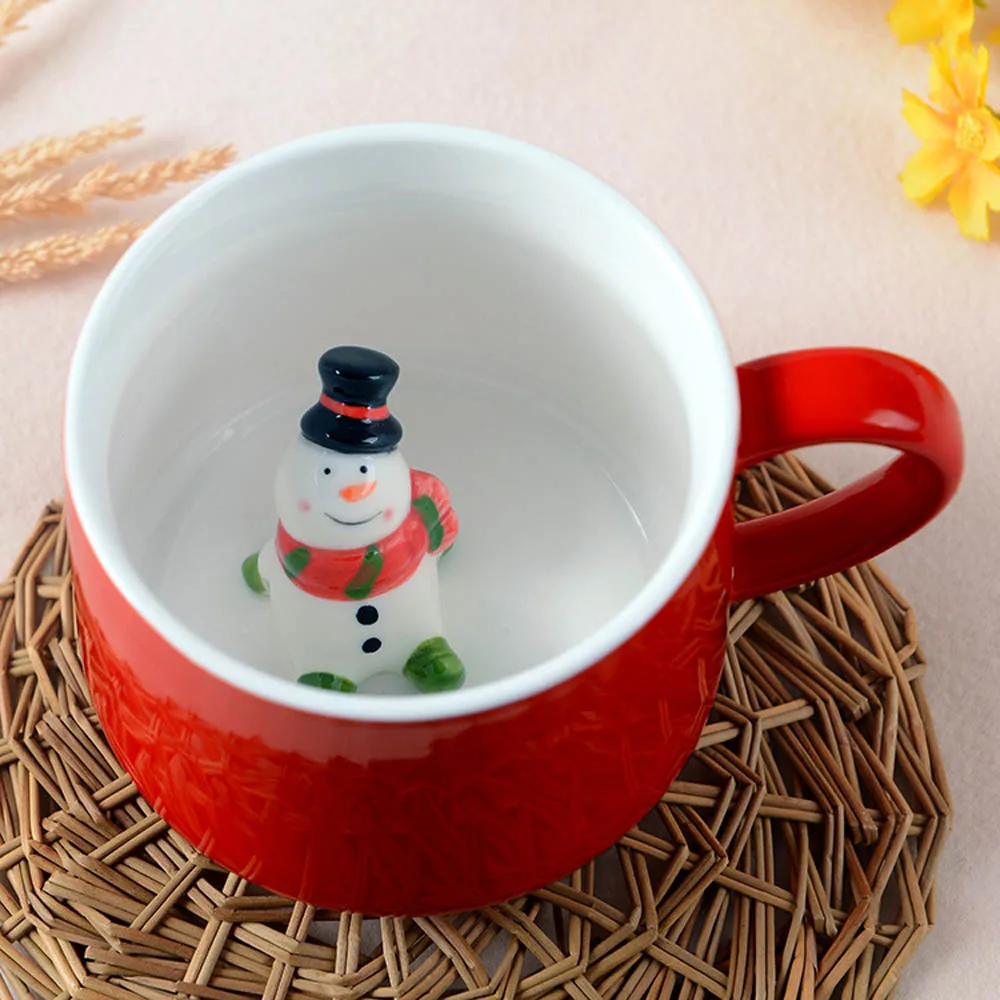 GODWJ 3D милые Креативные рождественские кружки с животными Подарочная кружка для кофе термостойкая мультяшная керамическая парная чашка с молоком, чаем и водой