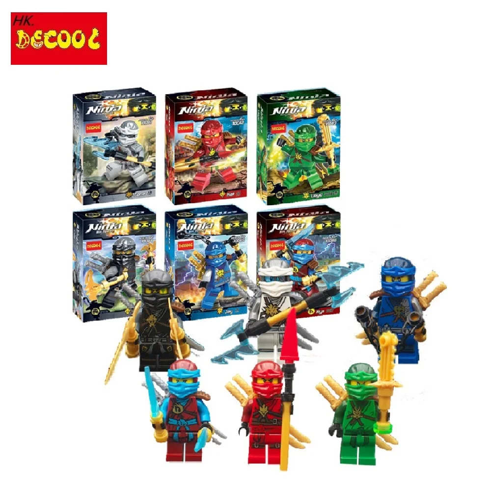 Decool 6 шт./партия 10041 10046 Kai Джей Коул NYA ninja movie ghostly black phantom fit для Lego Минифигурок ninjoes