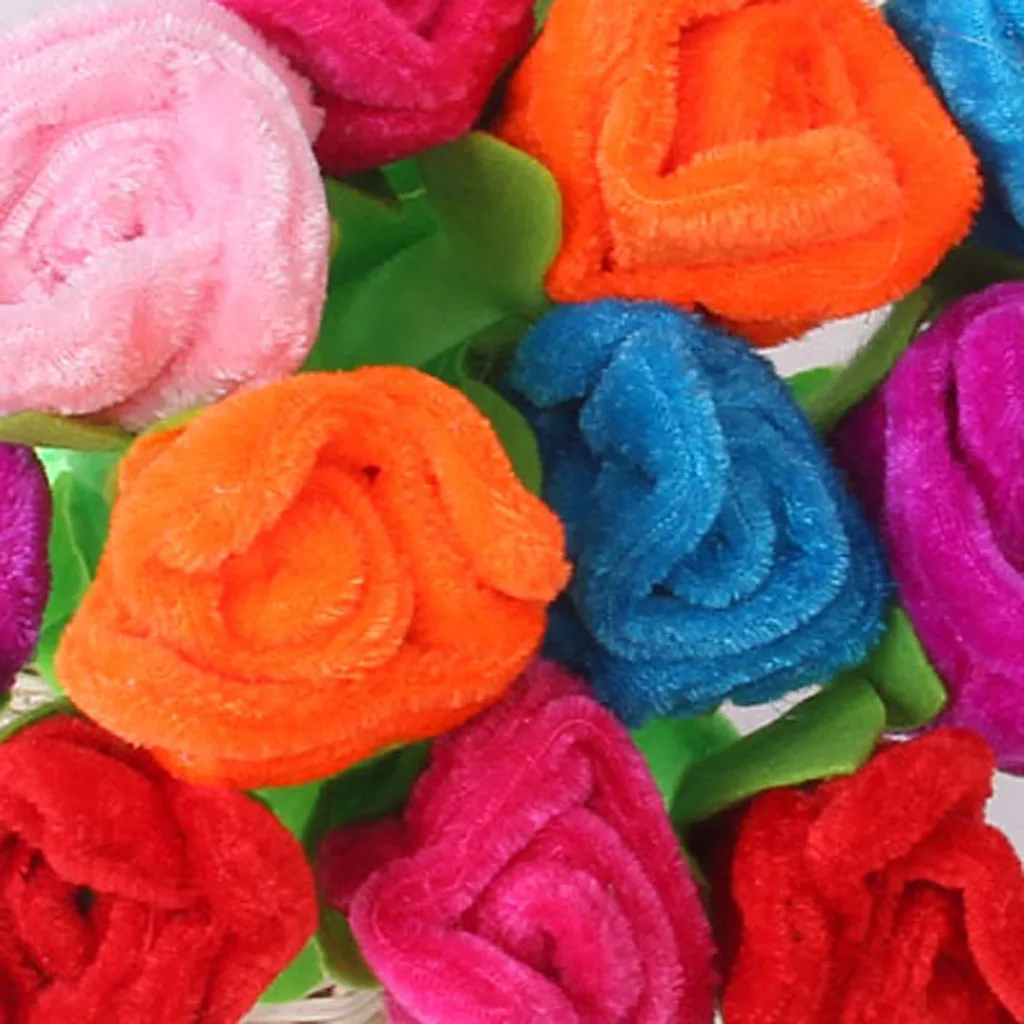 12 Beautiful Plush Roses Flower BALLPOINT Writing Pen Blue Ink Desk Decor Gift