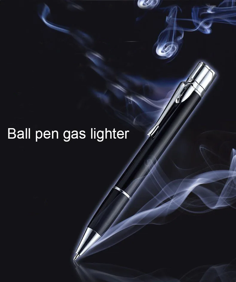 Шариковая ручка Форма ветрозащитные газовые зажигалки Регулируемый зеленый прямой газовый струйный фонарь Зажигалка гаджеты для мужчин