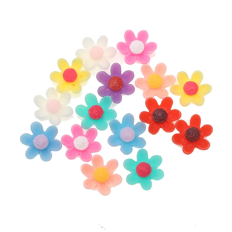 

50Pcs Mixed Colorful Resin Flower Decoration Crafts Flatback Cabochon Beads Embellishments For Scrapbooking DIY Accessories