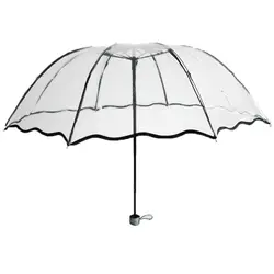 Diniwell пластик Ева прозрачный дождевой Зонт Для женщин трехкратно складываемый зонтик-Автоматическая Дамы Девушки компактный дождливый