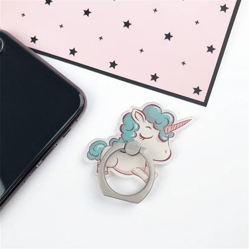 New Arrival Mobile Phone Holder Metal Finger Ring Holder Rainbow Unicorn Phone Ring Holder Cartoon Phone Stand Support