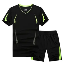 2017 New Summer Men Set Sporting Suit Short Sleeve T shirt+Shorts Two Piece Set Sweatsuit Quick Drying Tracksuit For Men M-9XL