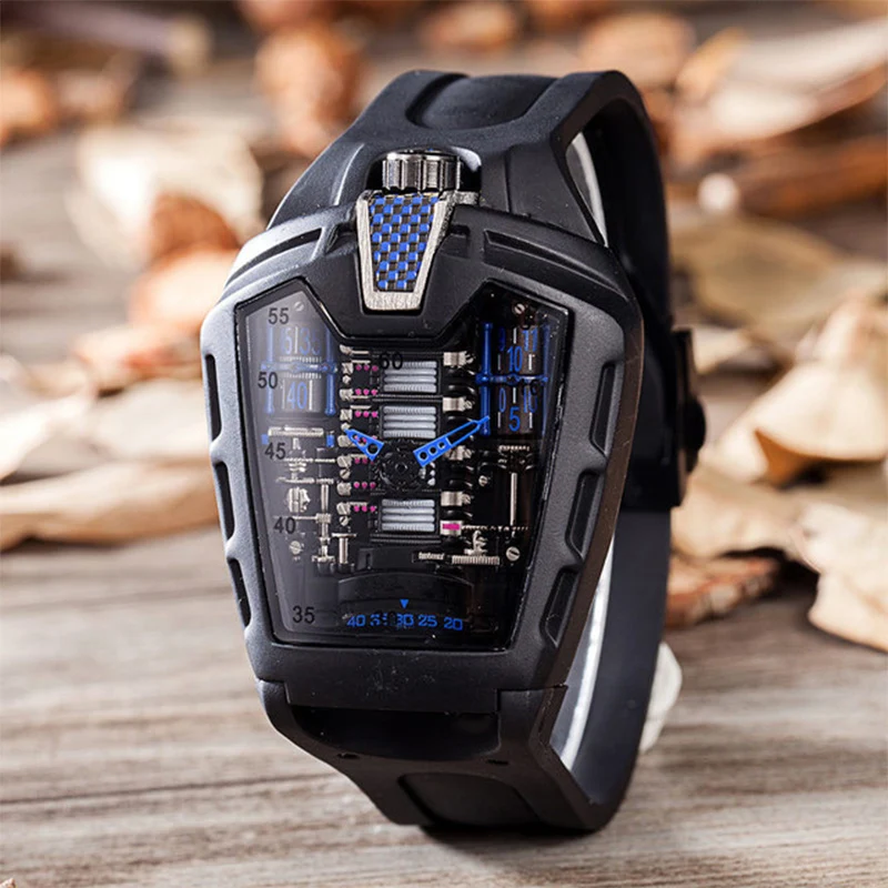 

Fashion Hollow Ghost Head Quartz Watch man Silicone Belt Clock Mens Watches men Masculino montre homme Relojes Relogio saati