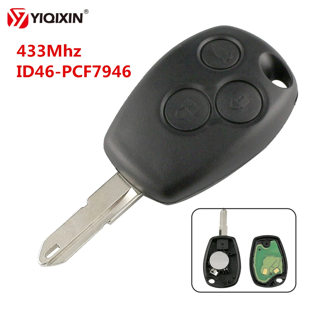 YIQIXIN дистанционный ключ для автомобиля 3 кнопки 433 МГц ID46 PCF7946 чип для Renault Duster Logan Fluence Clio Vivaro trafdex Kangoo Sandero