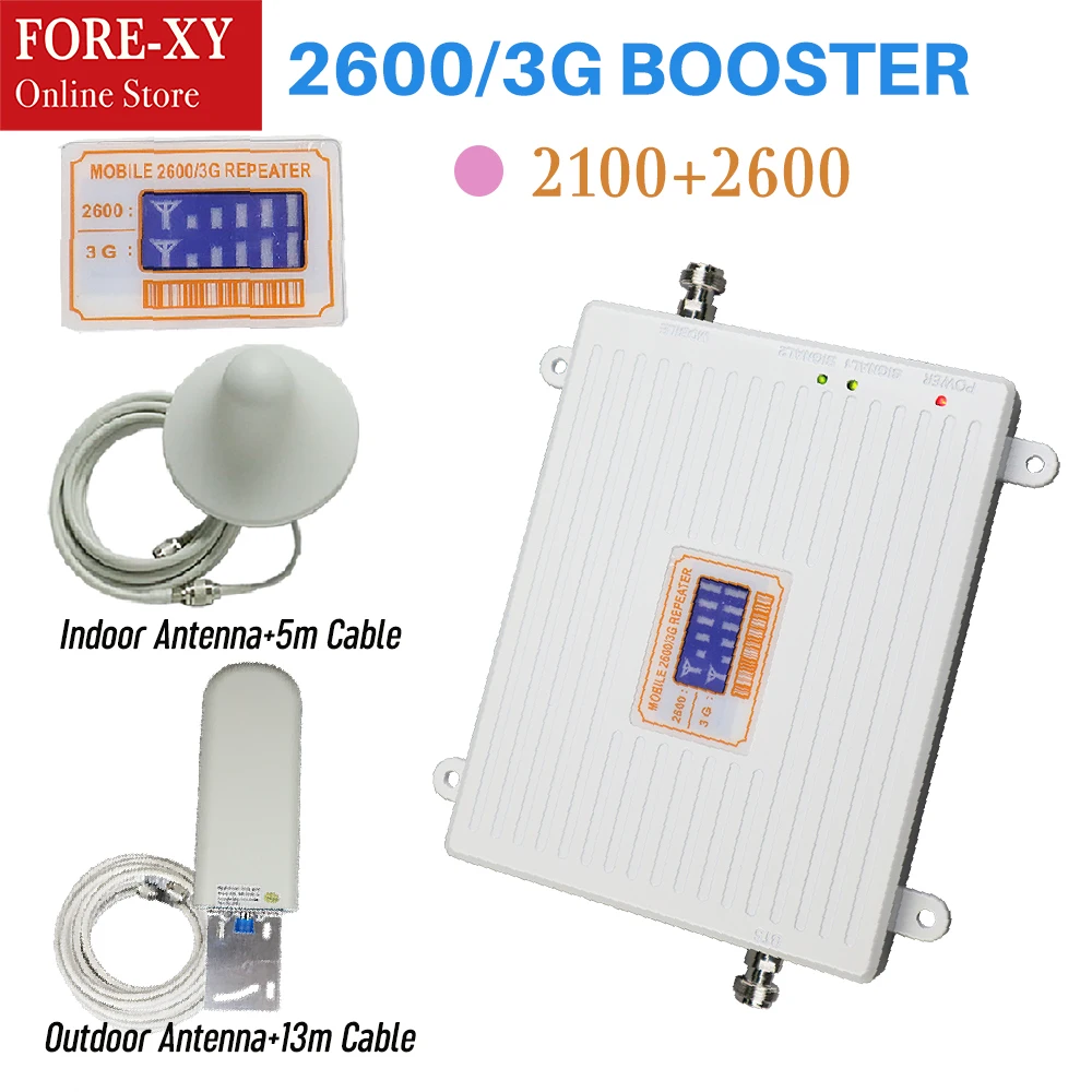 

Full set 2100MHz Repeater 4g 2600 Booster Phone Signal Repetidor Amplifier with indoor outdoor antenna cellphone signal booster