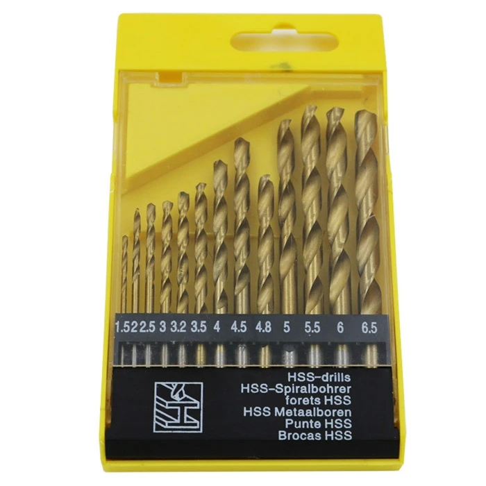 13 PCS Round Shank Coated HSS Titanium Twist Drill Bit Set 1.5-6.5mm Metal Wood Drill Bit Cobalt Drill Set Woodworking Metalwork 13 PCS Round Shank Coated HSS Titanium Twist Drill Bit Set 1.5-6.5mm Metal Wood Drill Bit Cobalt Drill Set Woodworking Metalwork