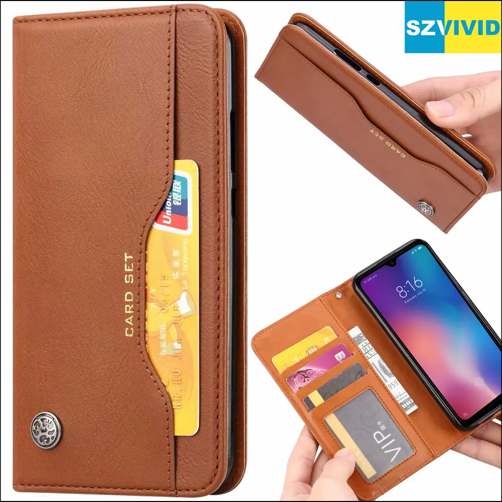 Кожаный чехол-книжка с отделением для карт Xiaomi Mi9 Business Coque Capinha Mi 9 SE Explorer