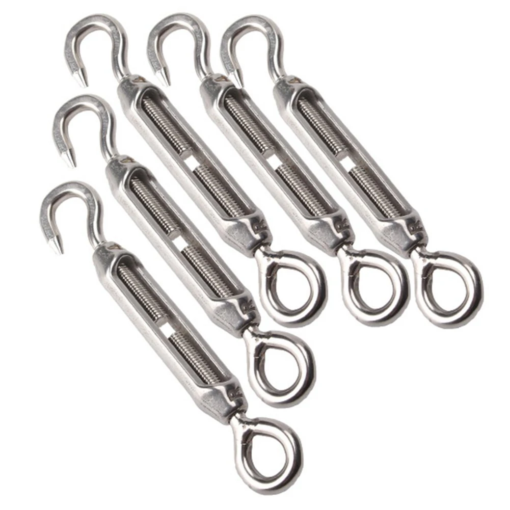 Set of 5 304 Stainless Steel M4 Hook /& Eye Turnbuckle Wire Rope Tension