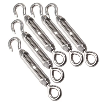 

M4 Stainless Steel 304 Hook & Eye Turnbuckle Wire Rope Tension Pack Of 5