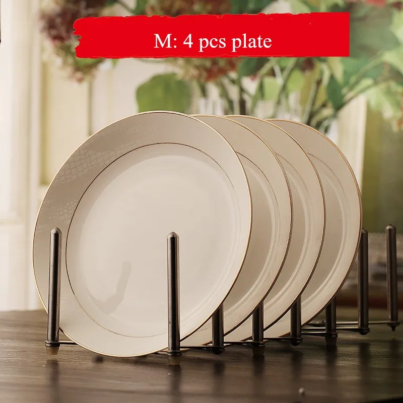 4 шт. керамические тарелки круглая тарелка под фрукты Западный десертный поднос лапша блюдо Салатница высокого класса столовая посуда из китайского фарфора - Цвет: M
