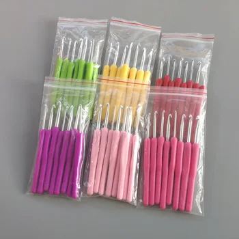 

8 sizes Soft Plastic Handle Home Aluminum DIY Crochet Knit Hook Knitting Needle 2.5-6mm