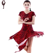 Latin Dance Dress Women V-Neck Leopard/Black/Rose Roupa Infantil Feminina Cha Cha/Rumba/Samba/Ballroom Dancing Dress DQ14007