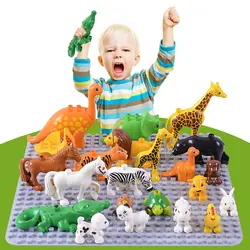 GOROCK 28 стиль Duplos животных модель цифры строительные Конструкторы комплект Медведь Кролик лошадь Тигр игрушка "Лев" для детский подарок Brinquedos