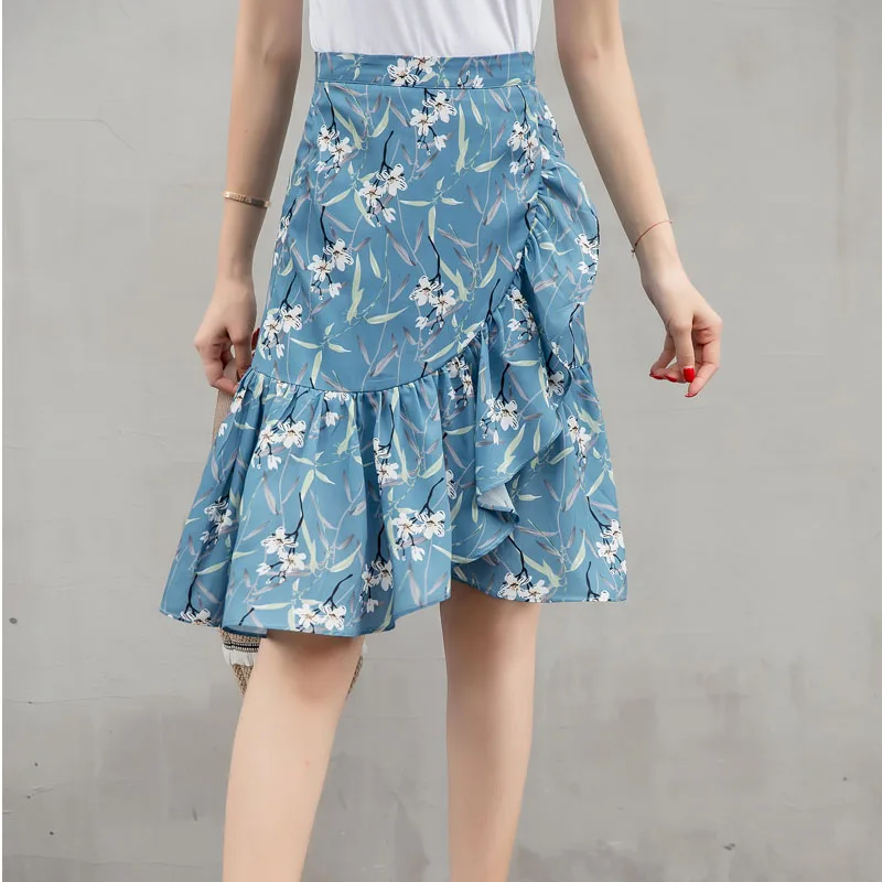 

Skirts Womens Chiffon Pleated Skirt Women Elegant Women Print Bodycon Tweed Skirt Summer Woman High Waist Irregular Midi Skirts