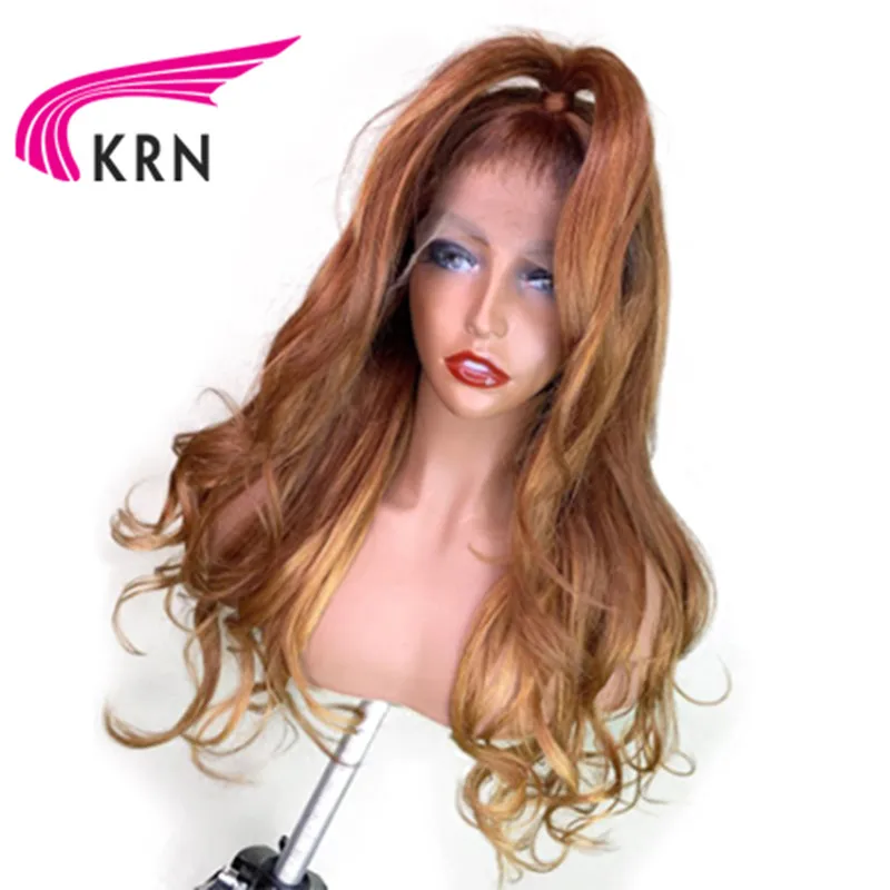 KRN человеческие волосы 13X6 Синтетические волосы на кружеве эффектом деграде(переход от темного к парики для волос с детскими волосами Реми волосы парики из натуральных волос для Для женщин
