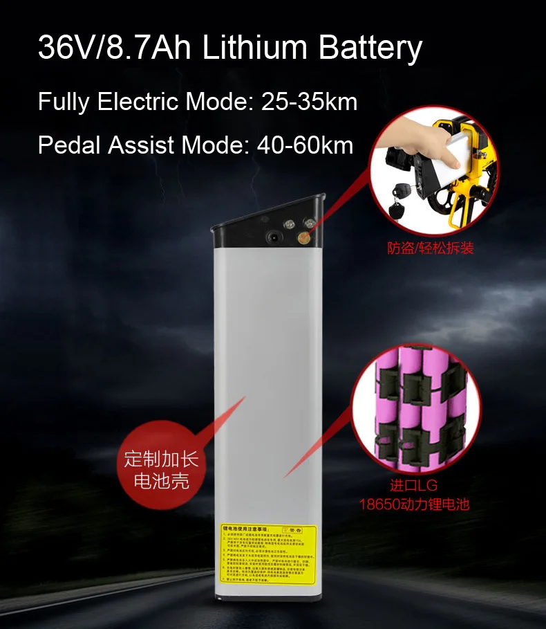 Top A6 Mini Folding Electric Bicycle, 350 W, 36 V /8.7a, 14 Inch E Bike, Disc, Removable Battery, Magnesium Alloy Velg 2