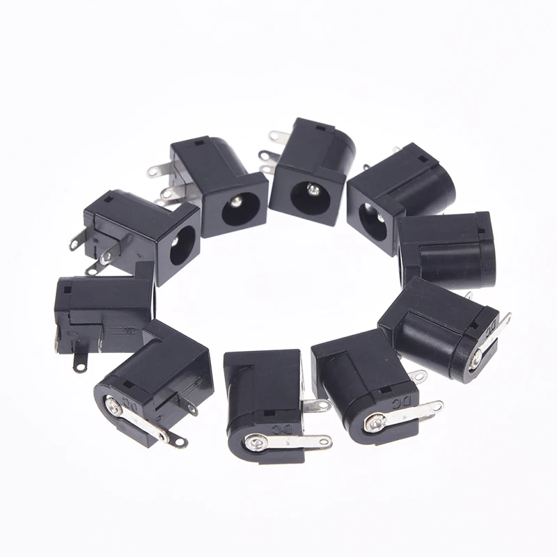10PCS DC005  Socket Round The Needle DC-005 Black DC Power Jack Socket Connector 5.5*2.1mm