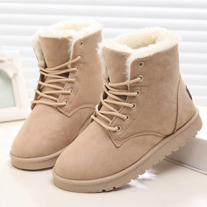 

Women Boots Women Shoes Brand Women's Winter Shoes Ankle Boots Flock Super Warm Flats Botas Female