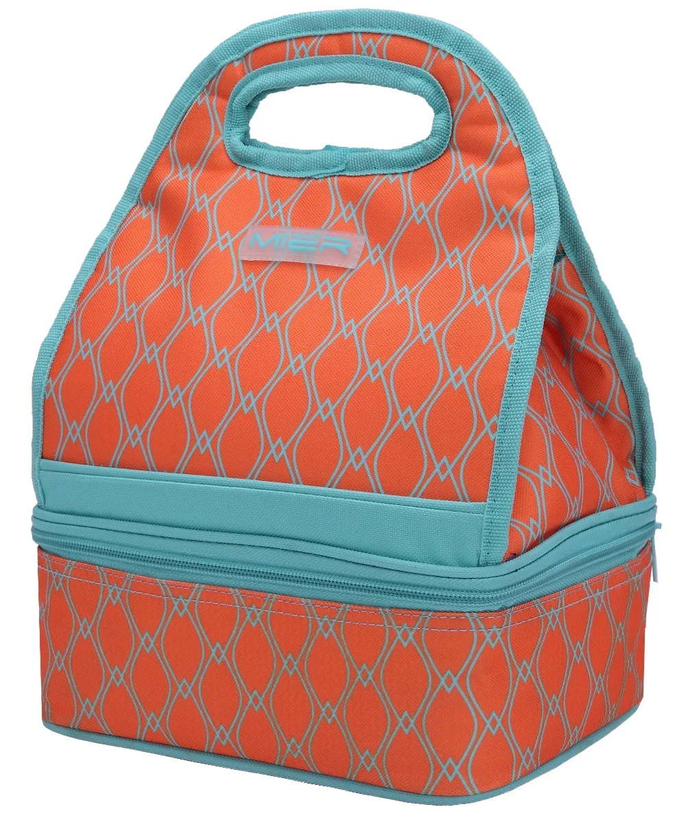 

MIER Portable Lunch Bag for Men, Women, Kids Dual Compartment Insulated Lunch Box Reusable Cooler Bag