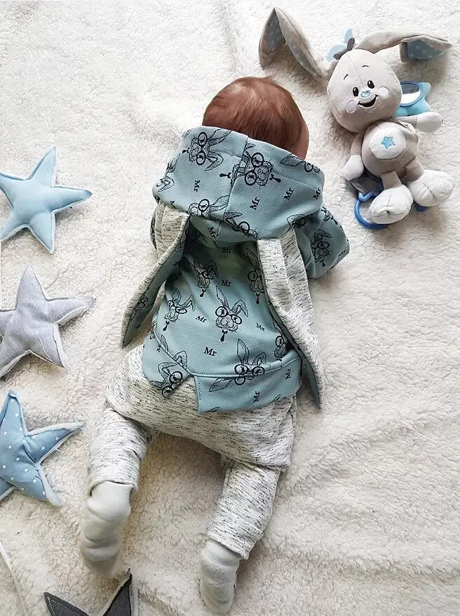 

Newborn Baby Boy Rabbit Hooded Top T shirt Sweatshirt Pants Clothes Outfit Set