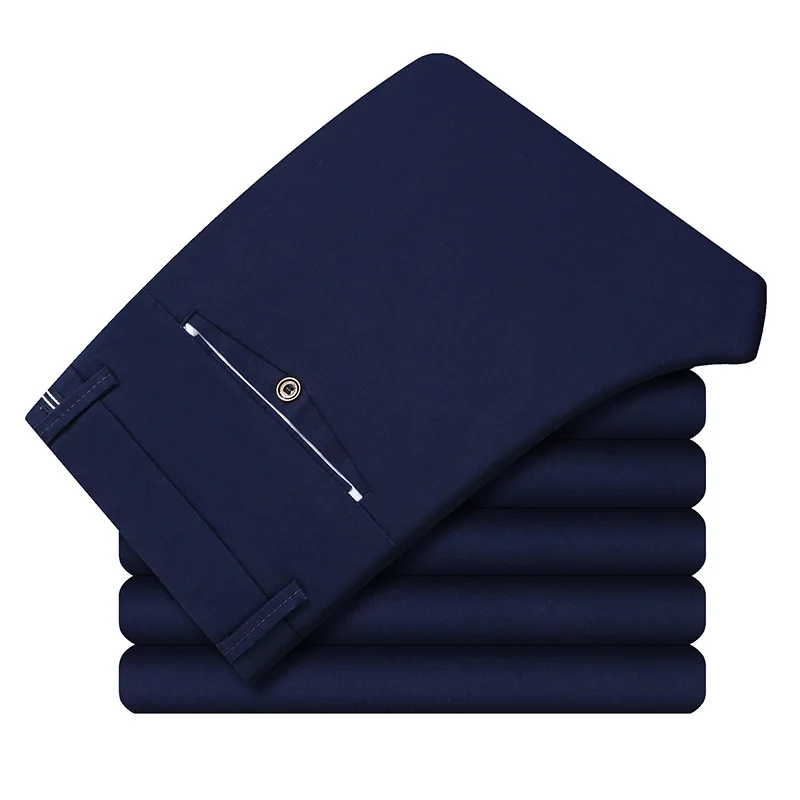 Новые высококачественные мужские деловые брюки весна лето мужские классические прямые повседневные тонкие длинные мешковатые брюки 30-40 - Цвет: dark blue