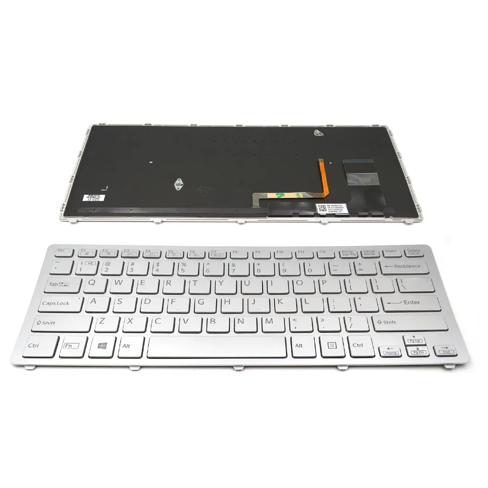 Новая клавиатура для ноутбука sony VAIO SVF14N16CXS SVF14N18ST SVF14N190X SVF14N1A4E SVF14N1A4R SVF14N1B4E серебро с подсветкой