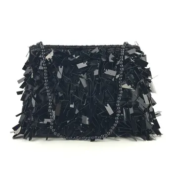 

Handmade Beaded Sequins Chain Bag Women Clutch Bag Crystal Party Handbag Ladies Banquet Purse Fashion Pochette Prom Evening Bags
