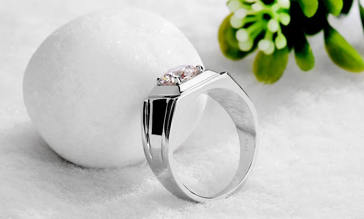Классическое мужское кольцо из чистого белого золота, 1CT CHARLES& COLVARD Moissanits, мужское обручальное кольцо, Лучший Подарок на годовщину