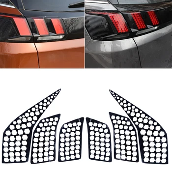 

beler 6pcs PVC Car Rear Tail Light Lamp Honeycomb Stickers Decals Fit For Peugeot 5008 2017 2018 Accessories