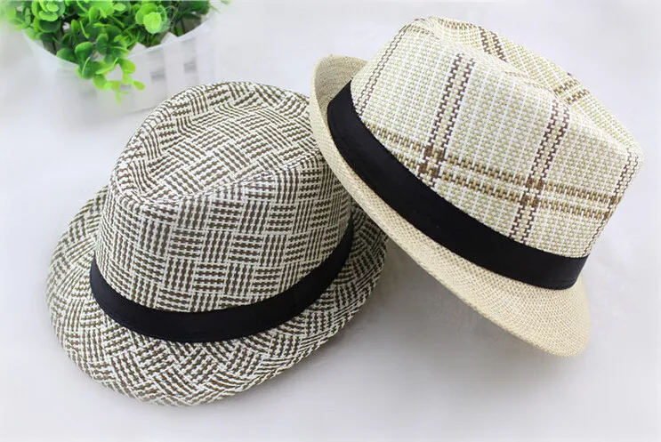 

50pcs/lot Unisex Visor Fedora Cap Summer Beach Floppy Sun Straw Hats for Women Men Panama Hat Jazz Caps