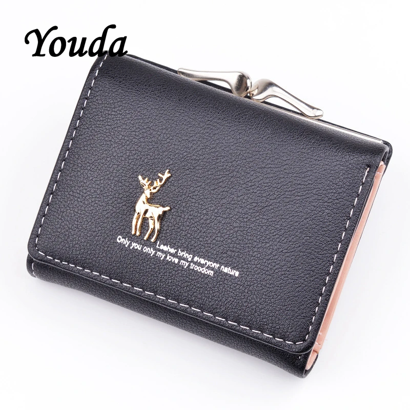 Youda Women's Short Wallet Solid Color PU Material Fashion Card Package Portable Wallets Large Capacity Practical Money Bags | Багаж и
