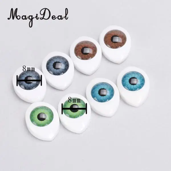 MagiDeal 4 Color 8Pcs Plastic Oval Hollow Back Plastic Eyes for Doll Animal Puppet Mask DIY Craft Toys Accessory 8mm