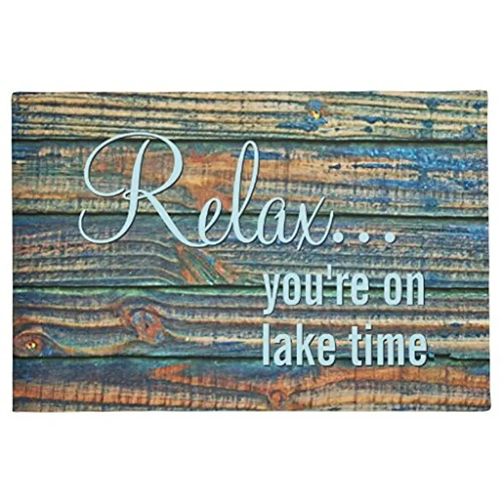 Memory Home Relax You Are on Lake Time Quote Indoor/Outdoor Retro Wood