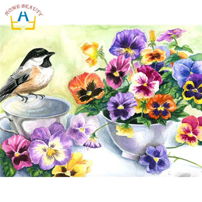 

flowers bird pictures coloring by numbers hand-painted canvas paintings on the wall home decoration acrylic paints gift WY5119