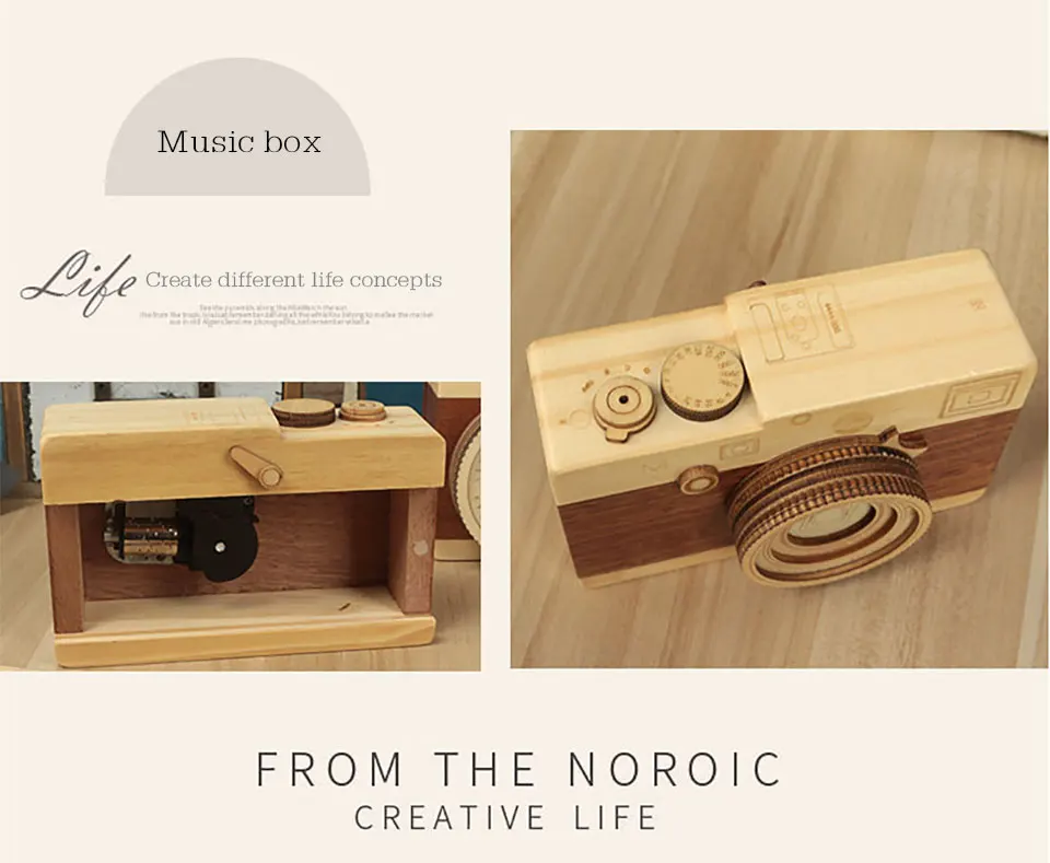 Wooden Clockwork Music Box Camera Module Christmas Ornaments Mechanism Castle In The SkySwan Lake Music Box Creative Gift Ideas (8)